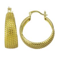 Messing Spring hoop oorbellen, gold plated, voor vrouw, 10x31mm, 10paren/Lot, Verkocht door Lot