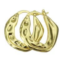 Messing Spring hoop oorbellen, gold plated, voor vrouw, 23x25mm, 10paren/Lot, Verkocht door Lot