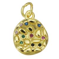 Cubic Zirconia Micro Pave Brass Pendant, gold color plated, micro pave cubic zirconia, 11x13.5x2mm, Hole:Approx 3.5mm, 30PCs/Lot, Sold By Lot