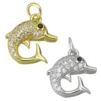 Cubic Zirconia Micro Pave Brass Pendant Dolphin plated micro pave cubic zirconia Approx 3.5mm Sold By Lot