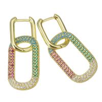 Cubic Zirconia Micro Pave Brass Earring, plated, fashion jewelry & micro pave cubic zirconia & for woman, gold, nickel, lead & cadmium free, 38mm,15x26mm, 5Pairs/Lot, Sold By Lot