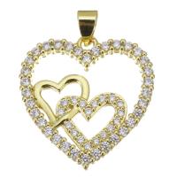 Cubic Zirconia Micro Pave Brass Pendant, Heart, plated, fashion jewelry & micro pave cubic zirconia & for woman, gold, nickel, lead & cadmium free, 23x23.50x3mm, 10PCs/Lot, Sold By Lot