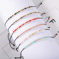 Bracelet de perles de verre, Seedbead, avec corde de cire, Réglable & bijoux de mode & pour femme, plus de couleurs à choisir, 180mm, Vendu par Environ 7.1 pouce brin
