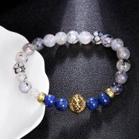 Gemstone Bracelets Natural Stone with Zinc Alloy Adjustable & fashion jewelry & Unisex multi-colored Sold Per Approx 7.1 Inch Strand