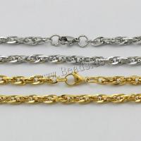 Stainless Steel Chain Necklace, plated, rope chain, more colors for choice, 4mm, Length:Approx 23.5 , 10Strands/Lot, Sold By Lot