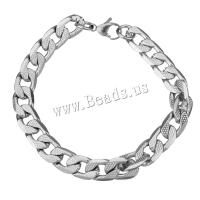Stainless Steel Jewelry Bracelet curb chain original color Length Approx 8.5 Inch Sold By Lot