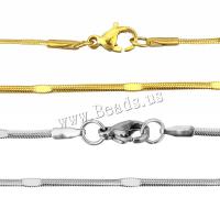 Stainless Steel Chain halskæde, forgyldt, slange kæde, flere farver til valg, 2mm, Længde Ca. 17.5 inch, 10Strands/Lot, Solgt af Lot