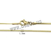 Stainless Steel Chain halskæde, guldfarve belagt, bremse kæde, 1.50mm, Længde Ca. 17.5 inch, 10Strands/Lot, Solgt af Lot