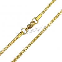 Chaîne collier , acier inoxydable, Placage de couleur d'or, 2.50mm, Longueur:Environ 30 pouce, 5Strandstoron/lot, Vendu par lot