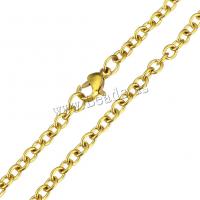 Corrente de colar, aço inoxidável, cromado de cor dourada, cadeia oval, 4.50x3.50x1mm, comprimento Aprox 23.5 inchaltura, 5vertentespraia/Lot, vendido por Lot