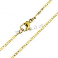 Stainless Steel Chain Necklace, gold color plated, bar chain, 4.50x1.50x0.50mm, Length:Approx 18 Inch, 5Strands/Lot, Sold By Lot