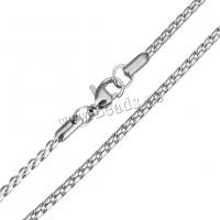 Stainless Steel Chain halskæde, Serpentine kæde, oprindelige farve, 2.50mm, Længde Ca. 20 inch, 5Strands/Lot, Solgt af Lot