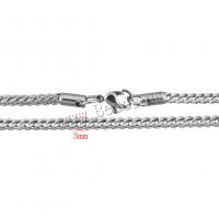 Cadena de Collar, acero inoxidable, cadenilla, color original, 3mm, longitud:aproximado 24 Inch, 5Strandsfilamento/Grupo, Vendido por Grupo