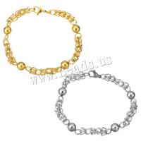 Bijoux bracelet en acier inoxydable, Placage, chaîne byzantine & unisexe, plus de couleurs à choisir, 20x8mm, 6x6mm, Vendu par Environ 8 pouce brin