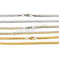 Stainless Steel Chain halskæde, forgyldt, Unisex & boks kæde, flere farver til valg, 3mm, Solgt Per Ca. 18 inch Strand