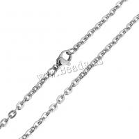 Stainless Steel Chain Necklace, oval chain, original color, 4x3x1mm, Length:Approx 24 Inch, 5Strands/Lot, Sold By Lot