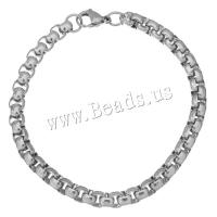 Jewelry Cruach dhosmálta Bracelet, unisex & slabhra bosca, dath bunaidh, 6x3.50mm, Díolta Per Thart 8 Inse Snáithe