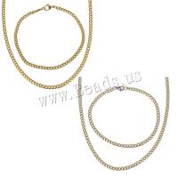 Fashion Stainless Steel Jewelry Sets plated curb chain & for woman 3.50mm Length Approx 22 Inch Approx 9 Inch Sold By Set