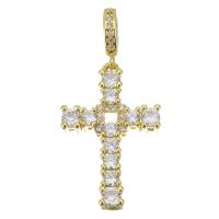 Cubic Zirconia Micro Pave Brass Pendant Cross plated fashion jewelry & micro pave cubic zirconia & for woman gold nickel lead & cadmium free Approx 4mm Sold By Lot