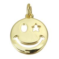 Brass Jewelry Pendants, Smiling Face, plated, fashion jewelry & for woman, gold, 13x15x2mm, Hole:Approx 3mm, 10PCs/Lot, Sold By Lot
