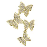 Cubic Zirconia Micro Pave Brass Pendant Butterfly plated fashion jewelry & micro pave cubic zirconia & for woman gold nickel lead & cadmium free Sold By Lot