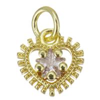 Cubic Zirconia Micro Pave Brass Pendant, Heart, plated, fashion jewelry & micro pave cubic zirconia & for woman, gold, nickel, lead & cadmium free, 9.50x10x3.50mm, 10PCs/Lot, Sold By Lot
