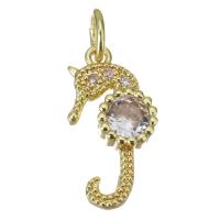 Cubic Zirconia Micro Pave Brass Pendant, Seahorse, plated, fashion jewelry & micro pave cubic zirconia & for woman, gold, nickel, lead & cadmium free, 8x16x3mm, 10PCs/Lot, Sold By Lot