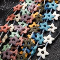 Natürliche Lava Perlen, Stern, DIY, gemischte Farben, 34mm, verkauft von Strang