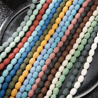 Natural Lava Beads, Oval, DIY, mixed colors, 25mm, Sold By Strand