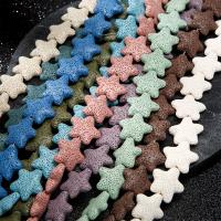 Natürliche Lava Perlen, Stern, DIY, gemischte Farben, 24mm, verkauft von Strang