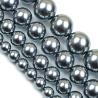 Perles de coquille colore naturelle, Shell Pearl, Rond, poli, DIY & normes différentes pour le choix, gris, Vendu par brin