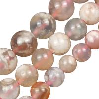 Perles agates, Agate aux fleurs de cerisier blanc, Rond, poli, DIY & normes différentes pour le choix, Vendu par brin