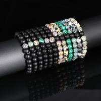 Gemstone Bracelets Malachite with Glass Beads & Abrazine Stone fashion jewelry & Unisex 180mm Sold Per Approx 7.1 Inch Strand
