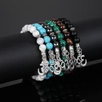 Gemstone Bracelets Natural Stone with Zinc Alloy fashion jewelry & Unisex 180mm Sold Per Approx 7.1 Inch Strand