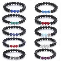 Gemstone Bracelets, Lava, with Natural Stone, fashion jewelry & Unisex, more colors for choice, 190mm, Sold Per Approx 7.5 Inch Strand
