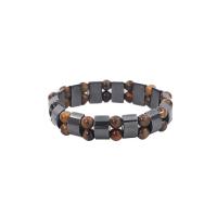 Magnetic Jewelry Bracelet Hematite with Tiger Eye fashion jewelry & Unisex black and brown 190mm Sold Per Approx 7.5 Inch Strand