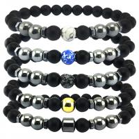 Gemstone Bracelets, Hematite, with Natural Stone, fashion jewelry & Unisex, more colors for choice, 180x8mm, Sold Per Approx 7.1 Inch Strand