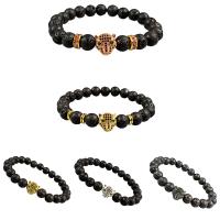 Gemstone Bracelets Lava with Cubic Zirconia & Zinc Alloy fashion jewelry & DIY Length Approx 7.5 Inch Sold By PC
