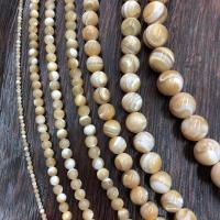 Perles naturelles de coquillage d'eau douce , coquille d'eau douce, Rond, DIY, beige, Vendu par 38 cm brin
