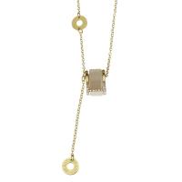 Edelstahl Schmuck Halskette, plattiert, Modeschmuck & für Frau & mit Strass, Goldfarbe, 10.5x15mm,1.5mm, verkauft per 15 ZollInch, 2 ZollInch Strang