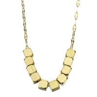 Edelstahl Schmuck Halskette, plattiert, Modeschmuck & für Frau, Goldfarbe, 4x4mm,2mm, verkauft per 15 ZollInch, 2 ZollInch Strang