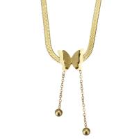 Edelstahl Schmuck Halskette, Schmetterling, plattiert, Modeschmuck & für Frau, Goldfarbe, 13.5x13.5mm,3mm, verkauft per 14 ZollInch, 2 ZollInch Strang