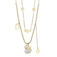 Multi слой ожерелье, нержавеющая сталь, Другое покрытие, ювелирные изделия моды & Женский, золотой, 12x16mm,2mm, Продан через 14 дюймовый, 2 дюймовый Strand