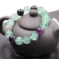 Gemstone Bracelets Colorful Fluorite Round polished durable & for woman multi-colored Sold By Strand