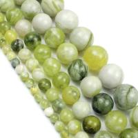 Leichte Mottle Grüne Jade Perle, rund, poliert, DIY & verschiedene Größen vorhanden, grün, verkauft von Strang