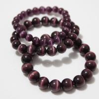 Cats Eye Bracelets, Round, polished, different size for choice & for woman, purple, Sold By Strand
