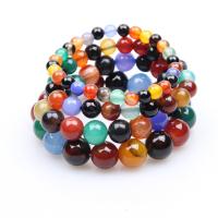 Agate Jewelry Bracelet, Rainbow Agate, Round, polished, different size for choice & for woman, multi-colored, Sold By Strand