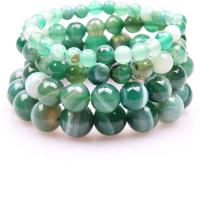 Agate βραχιόλι κοσμήματα, Πράσινη Agate, Γύρος, γυαλισμένο, διαφορετικό μέγεθος για την επιλογή & για τη γυναίκα, πράσινος, Sold Με Strand