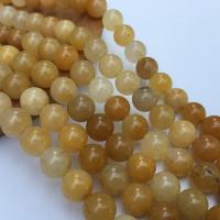 Natural Jade Beads Jade Yellow Round DIY Sold By Strand