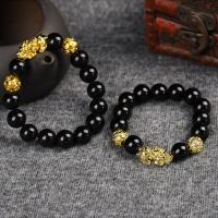 Gemstone Bracelets Obsidian with Zinc Alloy fashion jewelry & Unisex 175mm Sold By Strand